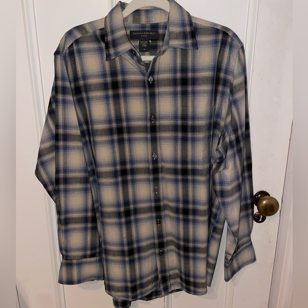 Vintage Banana Republic Classic Plaid Casual Button Up Shirt